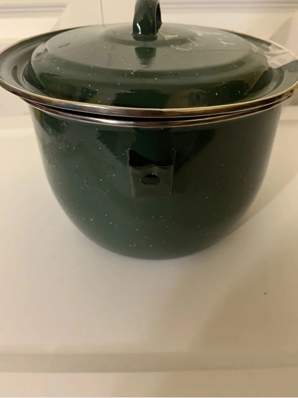 Field & Stream Green Enamelware Metal Kettle Pot No Handle Dishwasher Safe